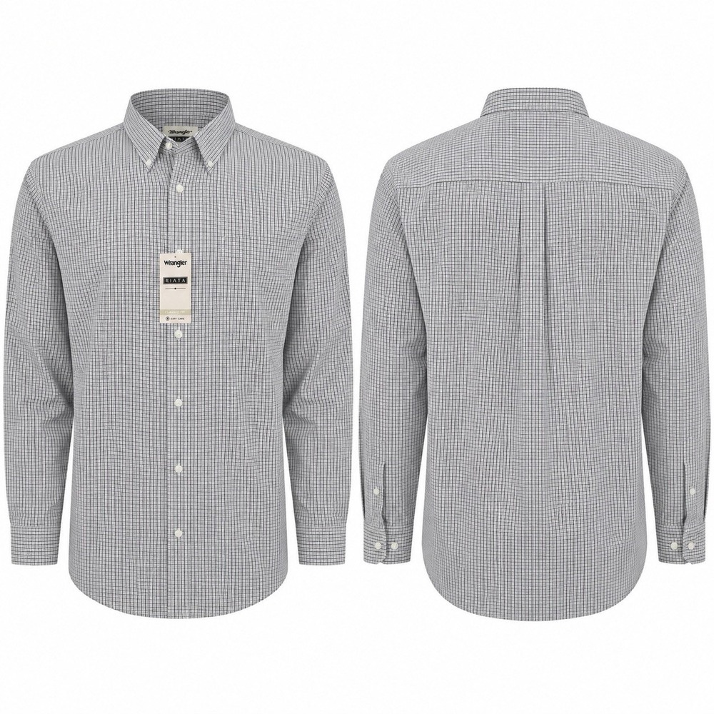 Wrangler Riata Classic Fit XXL Button Down Gray Check Long Sleeve Shirt NWT